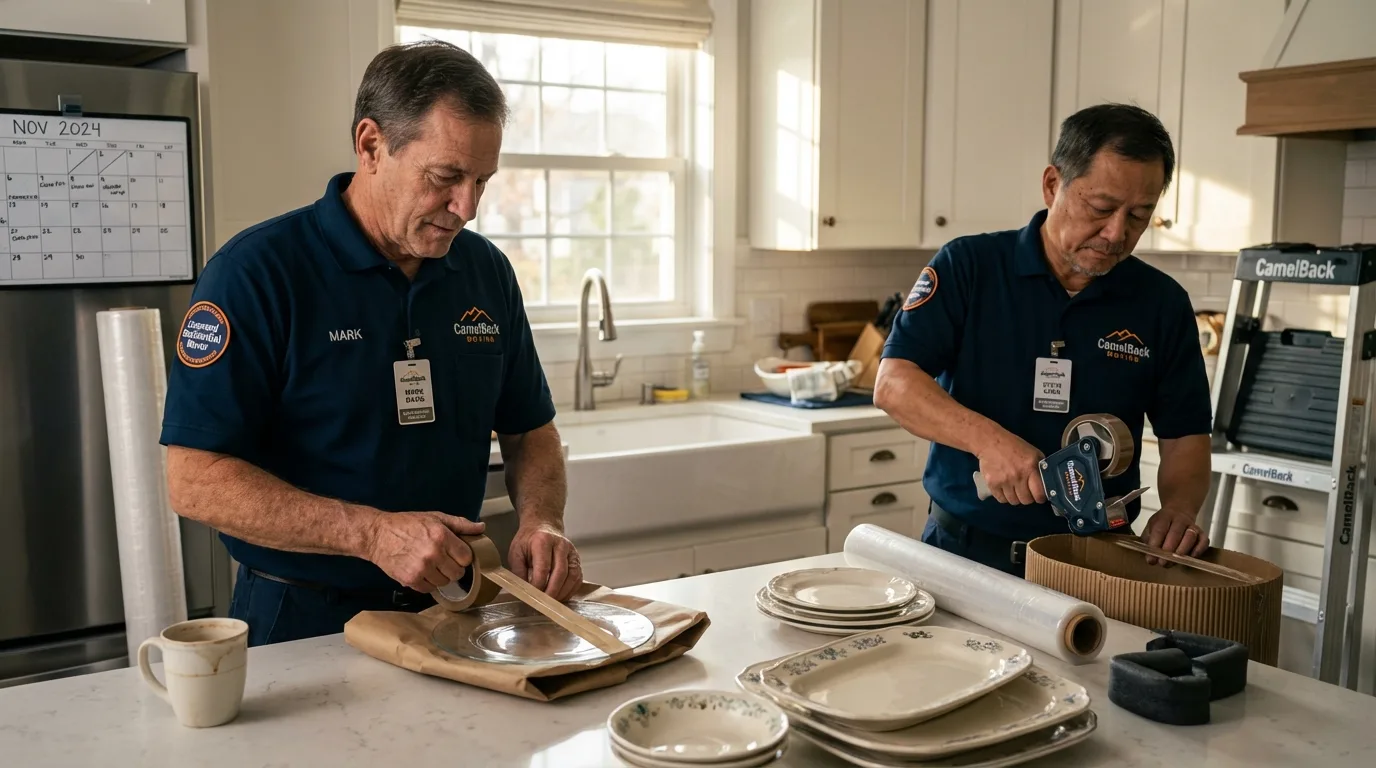 Professional crew packing kitchen dishware in Haworth, NJ